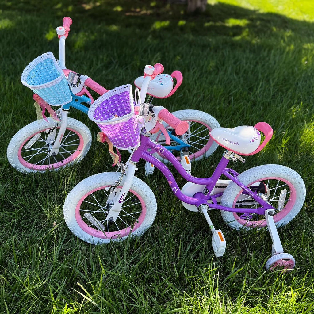 RoyalBaby Girls Bike with Training Wheels, Stargirl Kids Bicycle 14 Inch Toddlers to Big Kids 3-5 Years, Lavender