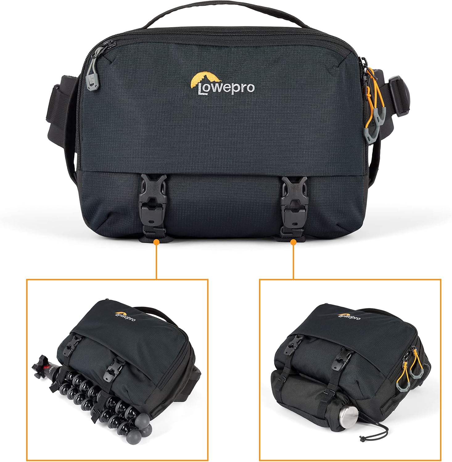 Lowepro Trekker Lite SLX 120, Compact Camera Backpack with Tablet Pocket, Camera Bag for Full Frame Mirrorless, Tripod Attachment, Water Bottle Holder, Black
