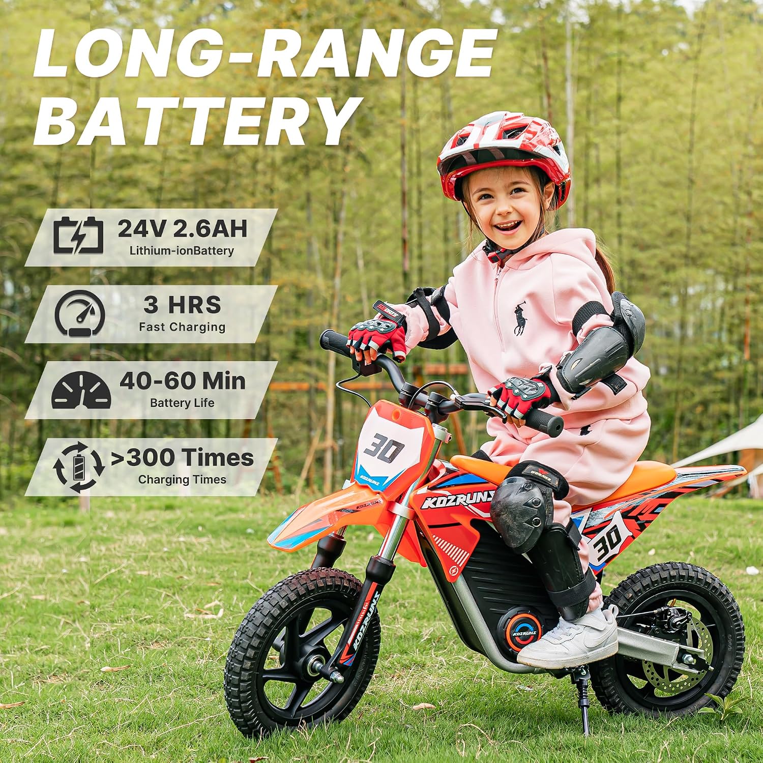 OLALA Electric Dirt Bike for Kids 3-5, 12' Electric Motorcycle with 200W Motor, 2-Speed Safety Mode, Beginner Dirt Bike with Disc Brake, Outdoor Ride On Toy Gift, Orange