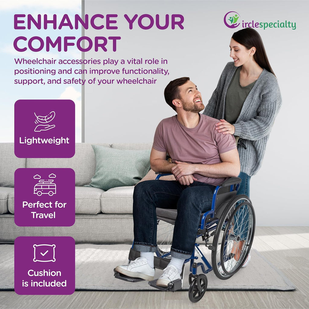 Ziggo 16' Seat Width Pediatric Wheelchair for Kids & Children, Lightweight, Manual Folding Wheelchair w/Safety Belt, Swing-Away Foot Support w/Straps, Desk Length Arm Rests, Free Cushion Accessory