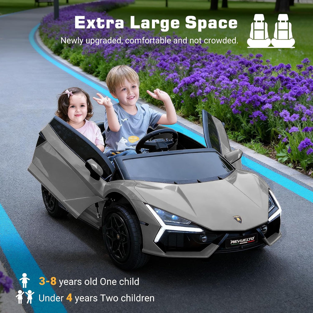 Oryxearth 2-Seater Ride on Car 24V Electric Lamborghini for Kids, 2WD with PU Leather Seats w/Adjustable Safety Belt, 2 Speeds Mode, Bluetooth, Remote Control, Gifts for Children