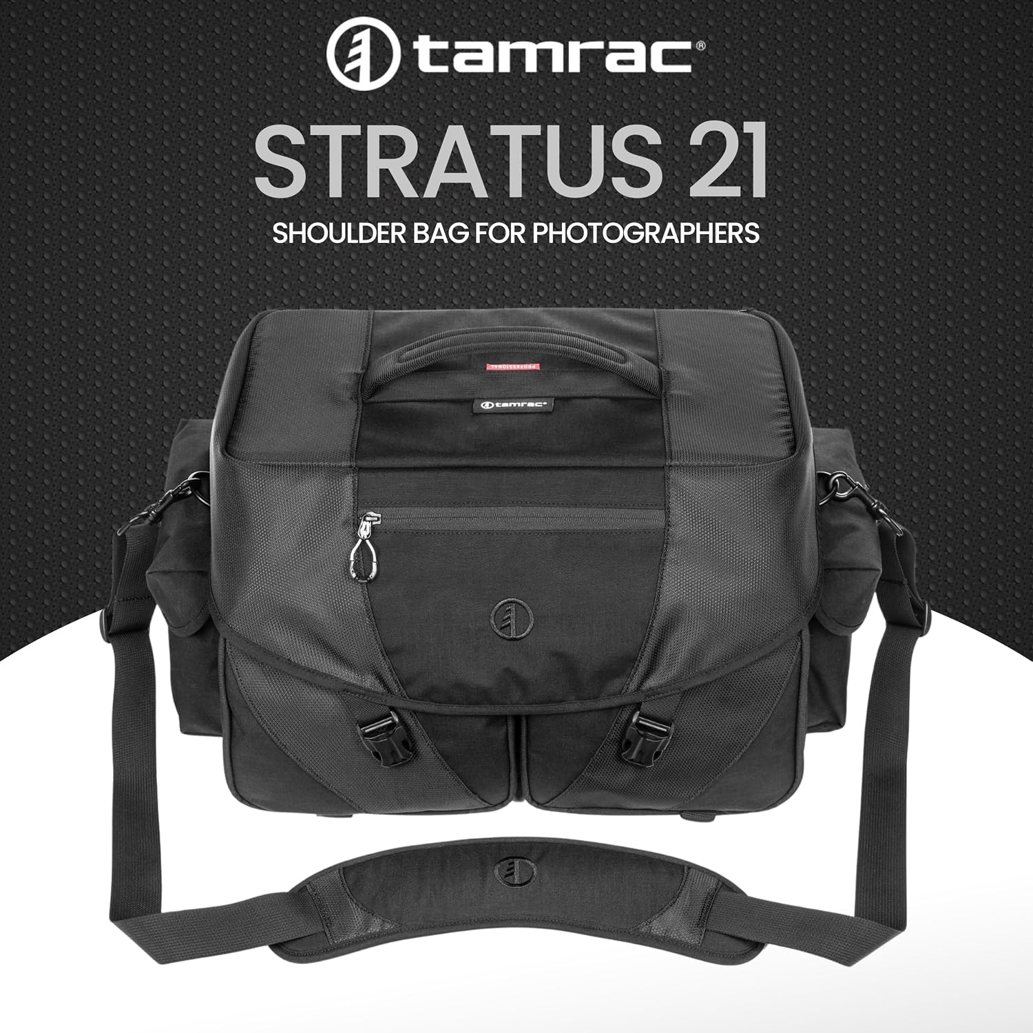 Tamrac Stratus 21 Camera Bag for Photographers, Camera Case for Photography Accessories, Shoulder Bag for DSLR and Mirrorless Cameras, Crossbody Camera Bag with Tripod Holder Strap - Black