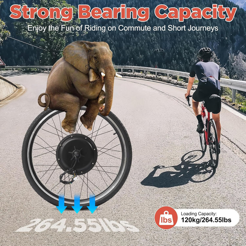 Electric Bike Conversion Kit, 48V 1000W 26' Rear Wheel Powerful Motor E-Bike Conversion Kit w/Thumb Throttle & Pedal Assistant Sensor, E-Bike Hub Motor Conversion Kit for 26 Inch Bike