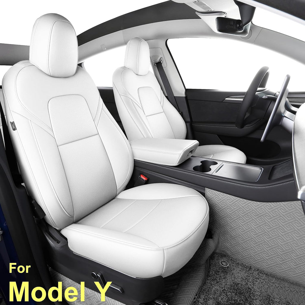 Custom Fit for Tesla Model Y 7 Seater Version The First and Second Row Synthetic Lichi Leather Car Seat Cover Cushion for 2020 2021 2022 2023 2024 Customized(7 Seat Version Your Color)