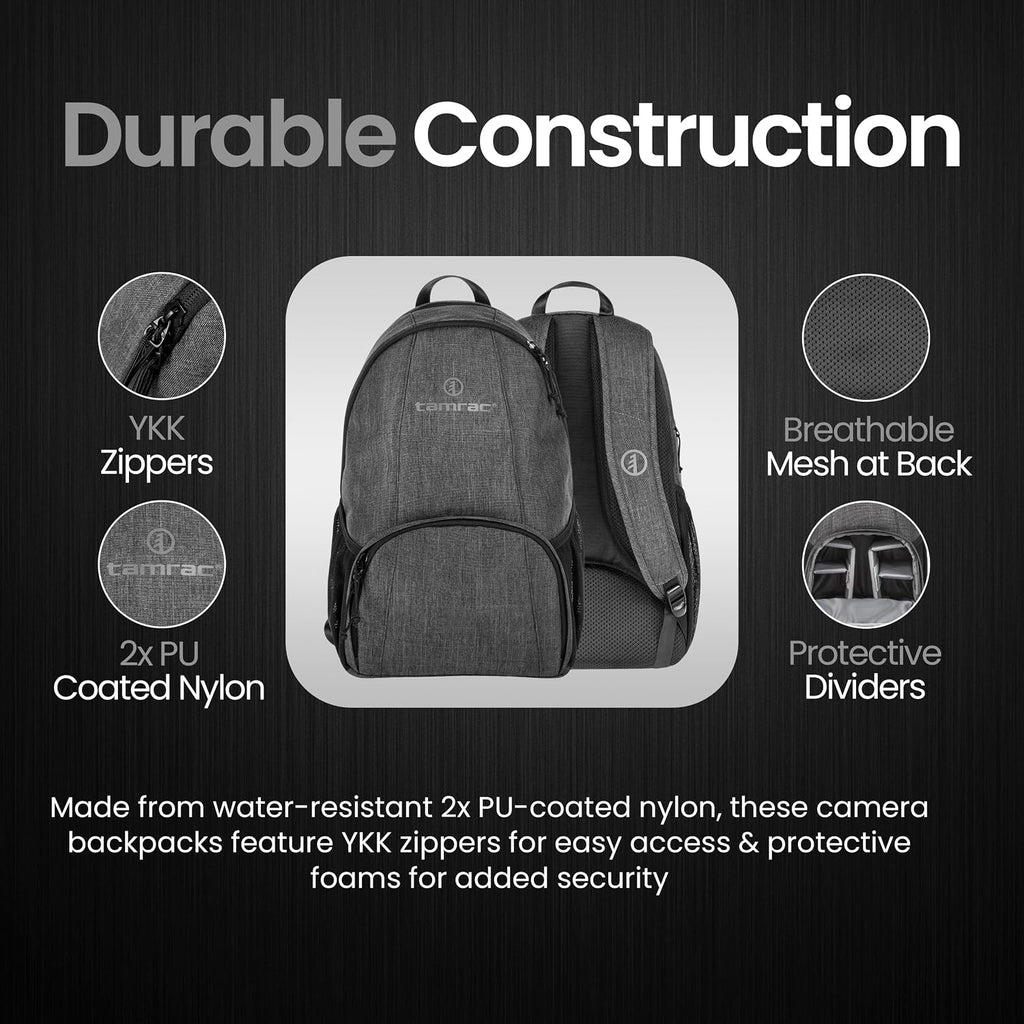 Tamrac Tradewind 24 Camera Backpack for Photographers, Compact DSLR Camera Bag with Laptop Compartment, Professional Photography Backpack, Travel Camera Carrying Case, Mirrorless Camera Bag, Dark Grey