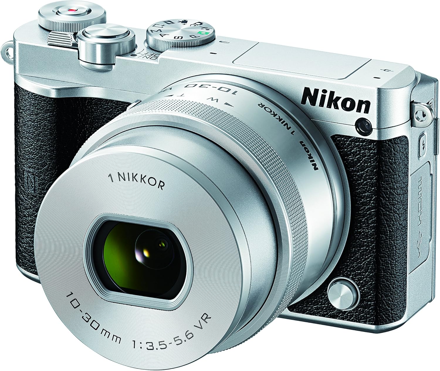Nikon 1 J5 Mirrorless Digital Camera w/ 10-30mm PD-ZOOM Lens (Silver)