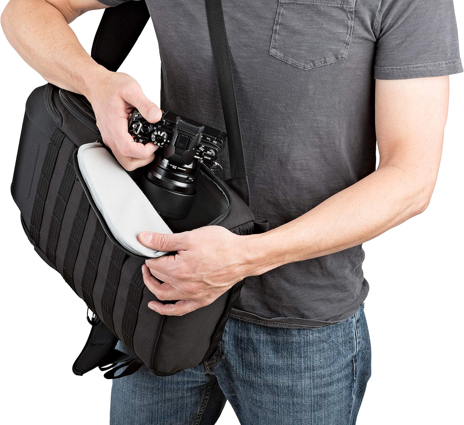 Lowepro ProTactic 350 AW II Modular Backpack with Recycled Material, Camera Bag for Professional Use, Insert for MacBook Laptop Up to 13 Inch, Backpack for Professional Cameras and Drones LP37176-GRL
