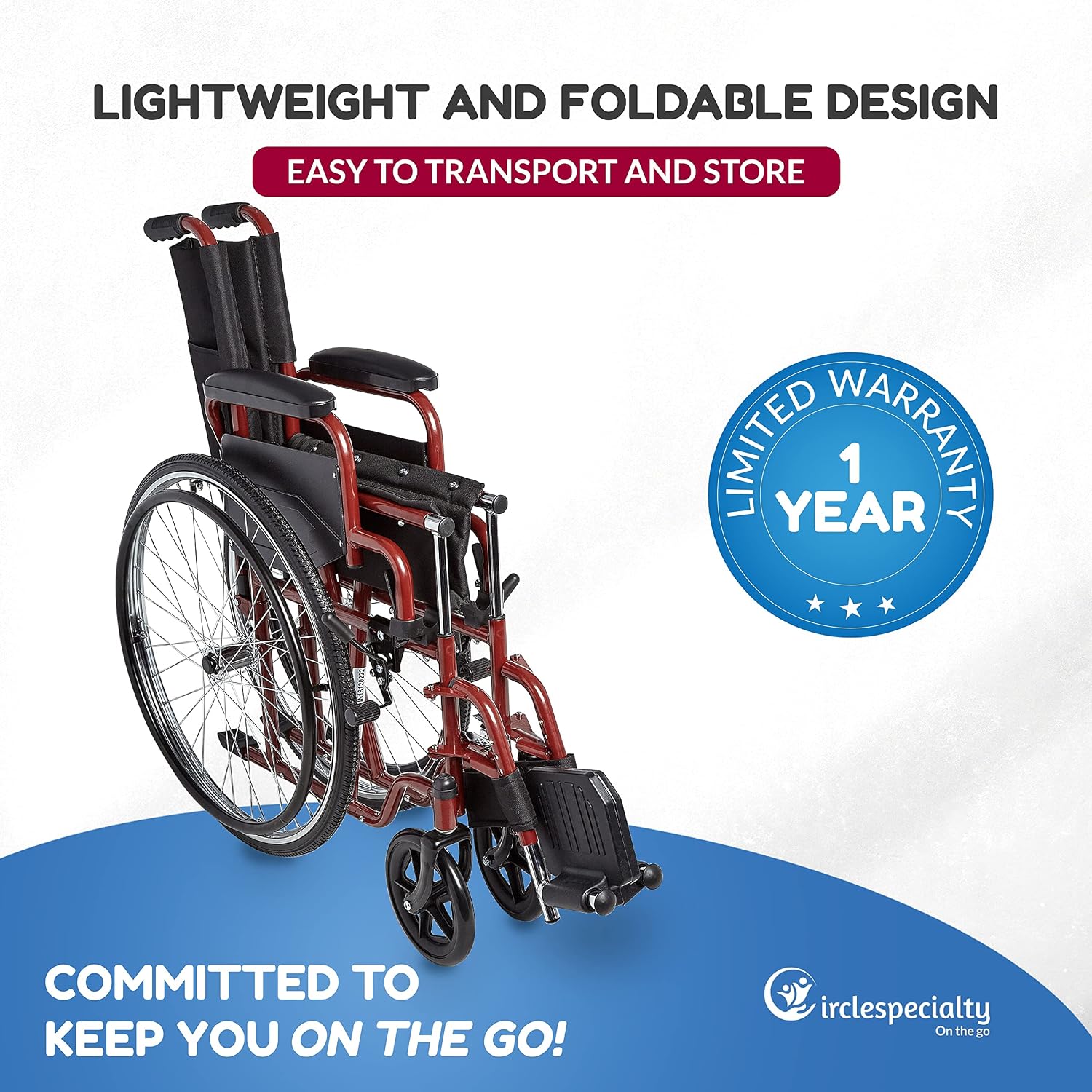 Ziggo 14' Seat Width Pediatric Wheelchair for Kids & Children, Lightweight, Manual Folding Wheelchair w/Safety Belt, Swing-Away Foot Support w/Straps, Desk Length Arm Rests