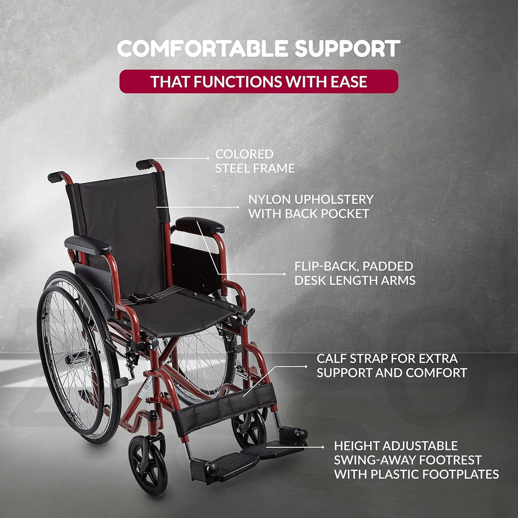 Ziggo 14' Seat Width Pediatric Wheelchair for Kids & Children, Lightweight, Manual Folding Wheelchair w/Safety Belt, Swing-Away Foot Support w/Straps, Desk Length Arm Rests