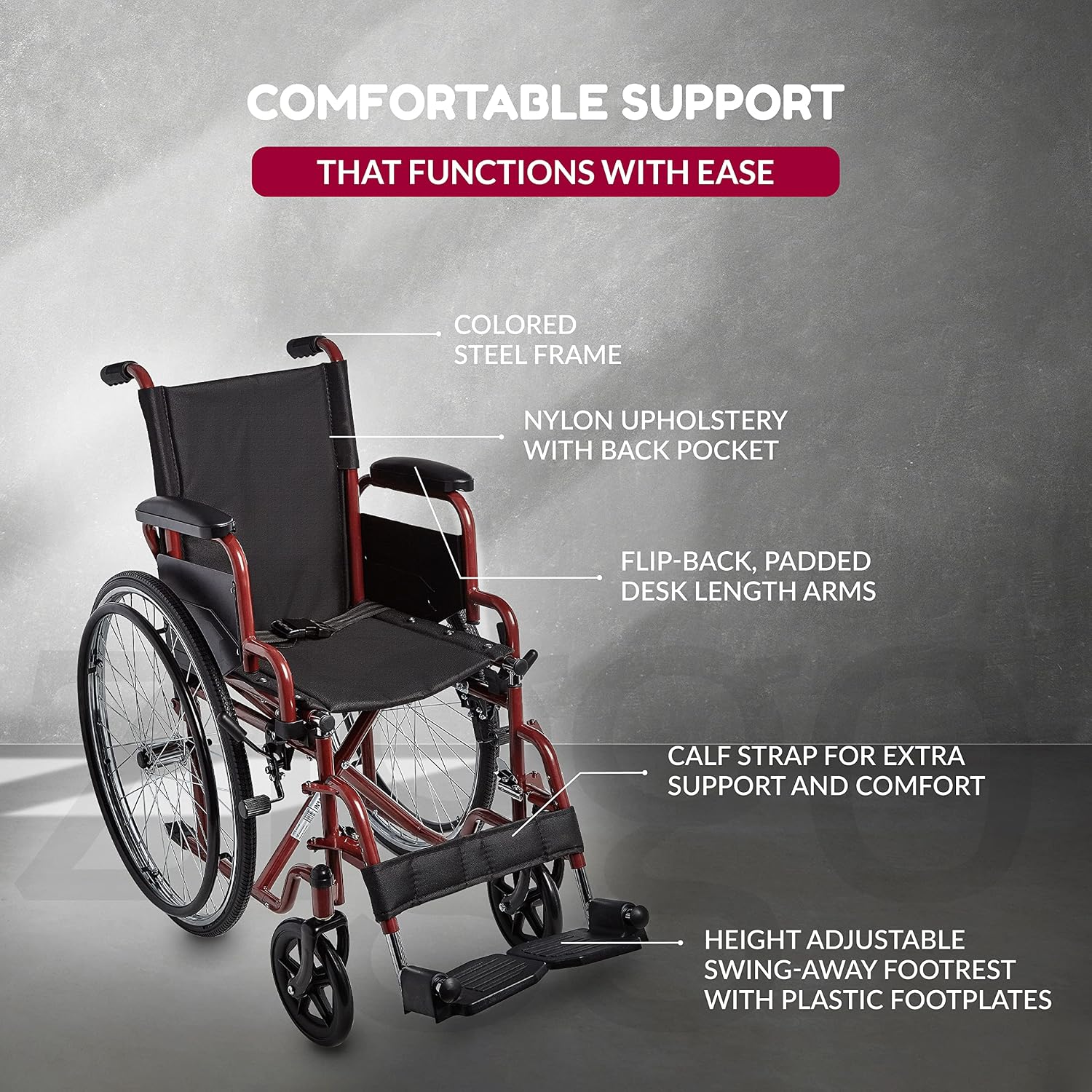 Ziggo 14' Seat Width Pediatric Wheelchair for Kids & Children, Lightweight, Manual Folding Wheelchair w/Safety Belt, Swing-Away Foot Support w/Straps, Desk Length Arm Rests