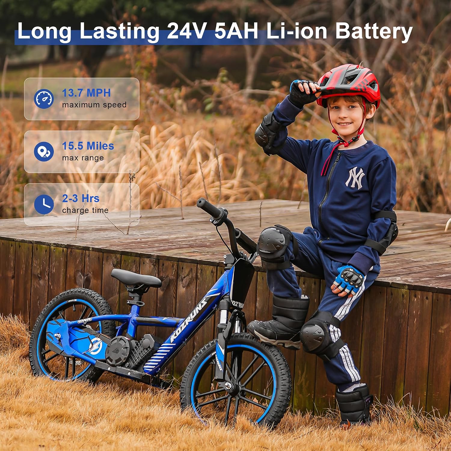 TUIBOKA Electric Dirt Bike for Kids, Professional Version, Electric Motorcycle with 500W Powerful Brushless Motor, 14 MPH, 16 Inch Off Road Tires, Adjustable Seat for Ages 5-12 Blue