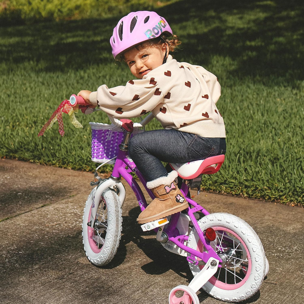 RoyalBaby Girls Bike with Training Wheels, Stargirl Kids Bicycle 14 Inch Toddlers to Big Kids 3-5 Years, Lavender