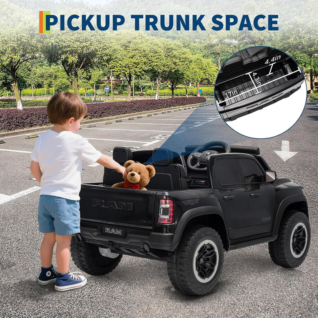 Garvee Ride On Car, Licensed RAM 12V Kids Ride On Police Car with Remote Control, Electric Pickup Truck for Toddlers, 3 Speeds, Spring Suspension, LED Lights & Parent Safety Lock