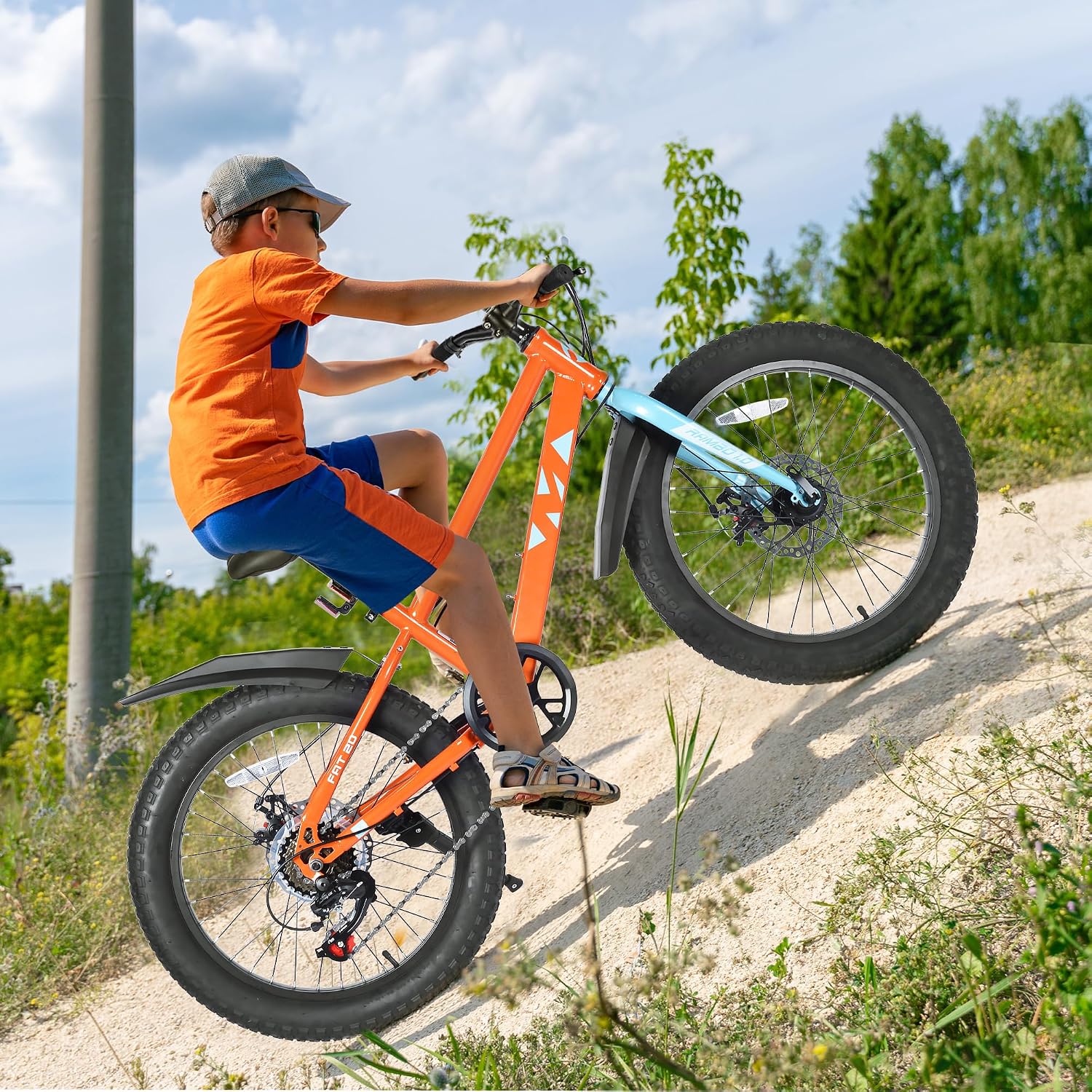 WEEROCK Kid Bike 20/24 Inch Kids MTB Child Mountain Bicycle with 7 Speeds, Steel Frame,20/24 * 3.0 Inch Fat Tires for 5+ Years Old Boys, Girls, Children,Students, Junior, Multip Color