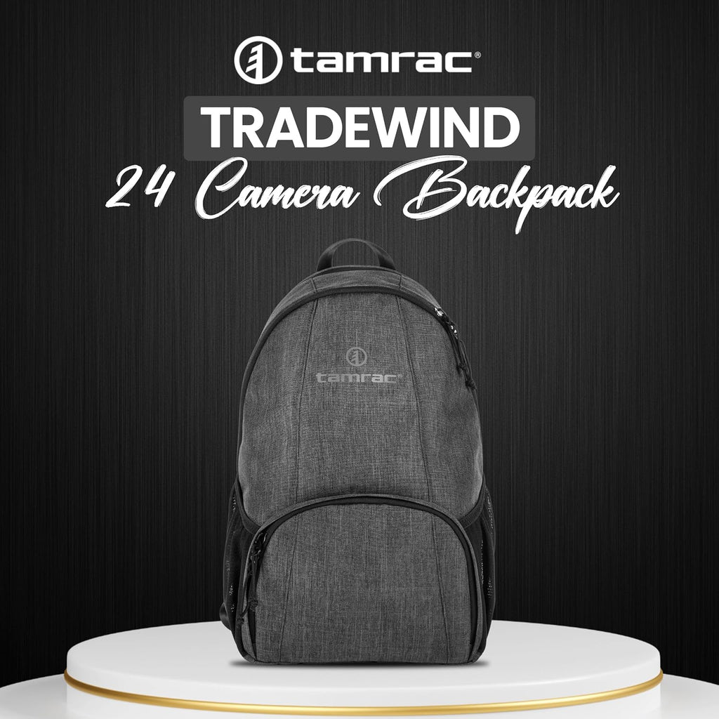 Tamrac Tradewind 24 Camera Backpack for Photographers, Compact DSLR Camera Bag with Laptop Compartment, Professional Photography Backpack, Travel Camera Carrying Case, Mirrorless Camera Bag, Dark Grey