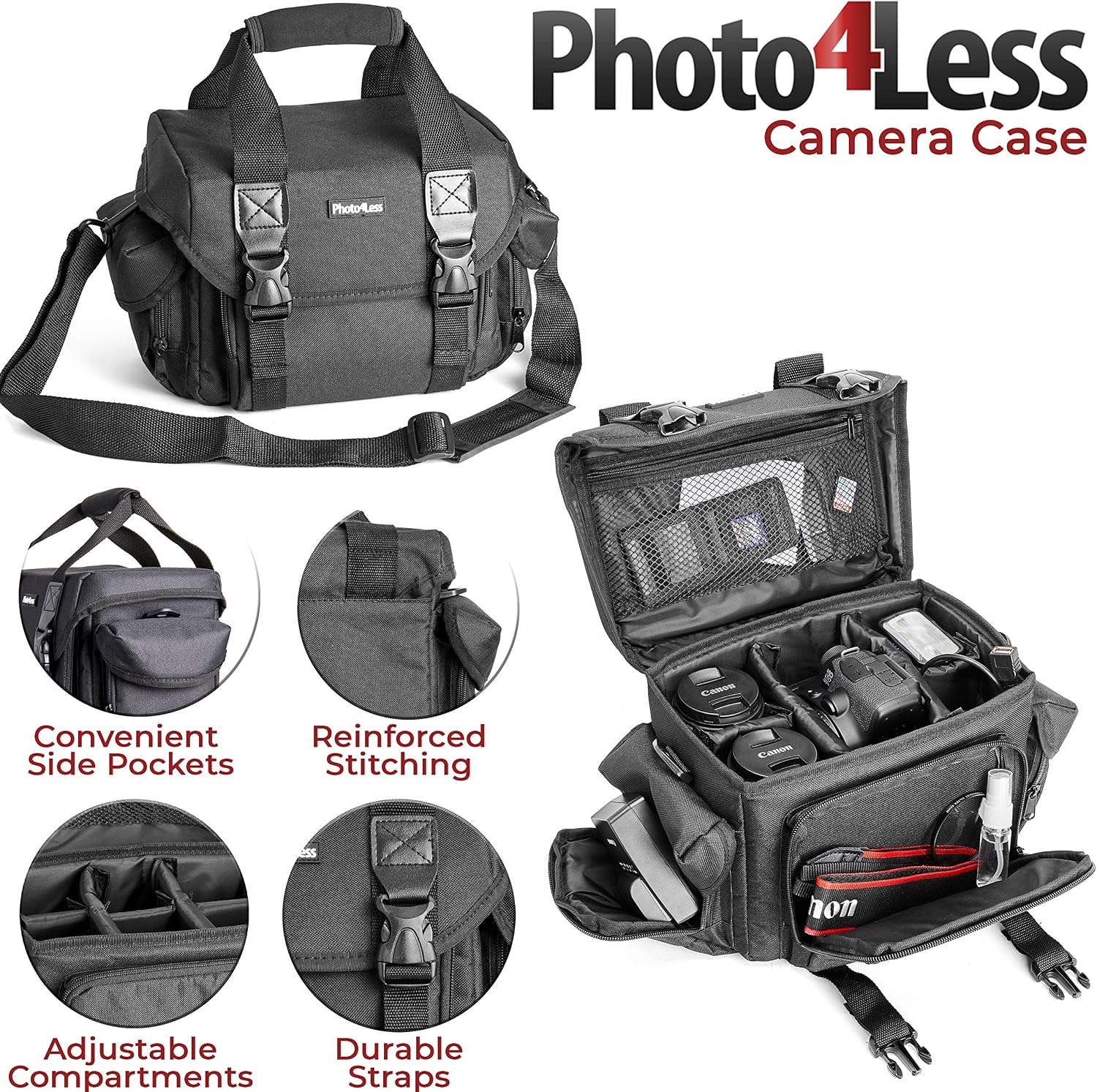 Canon EOS Rebel T7 Digital SLR Camera with EF-S 18-55mm f/3.5-5.6 is STM Lens + 64GB Memory Card + Wide Angle and Telephoto Lens + Tripod + Extra Battery + Remote + Slave Flash (Renewed)