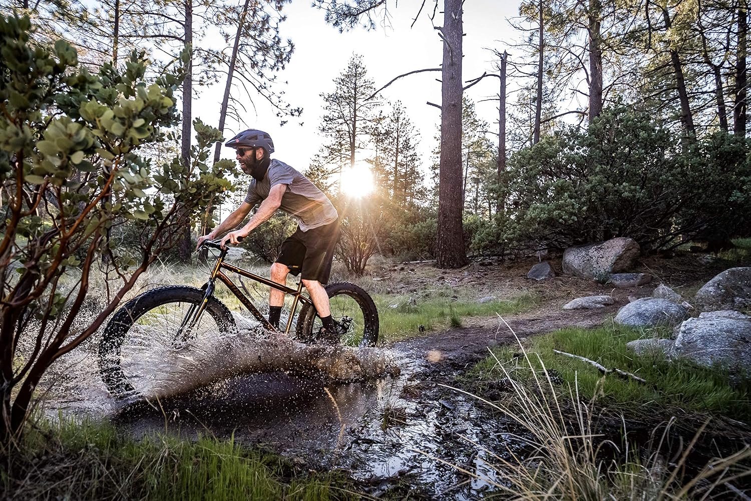 Mongoose Argus Trail or ST Fat Tire Mountain Bike, 20, 24 or 26 Inch Bike for Kids and Adults, 7 or 16 Speed, Aluminum or Steel Frame, Knobby Mountain Fat Tires, Mechanical Disc Brakes